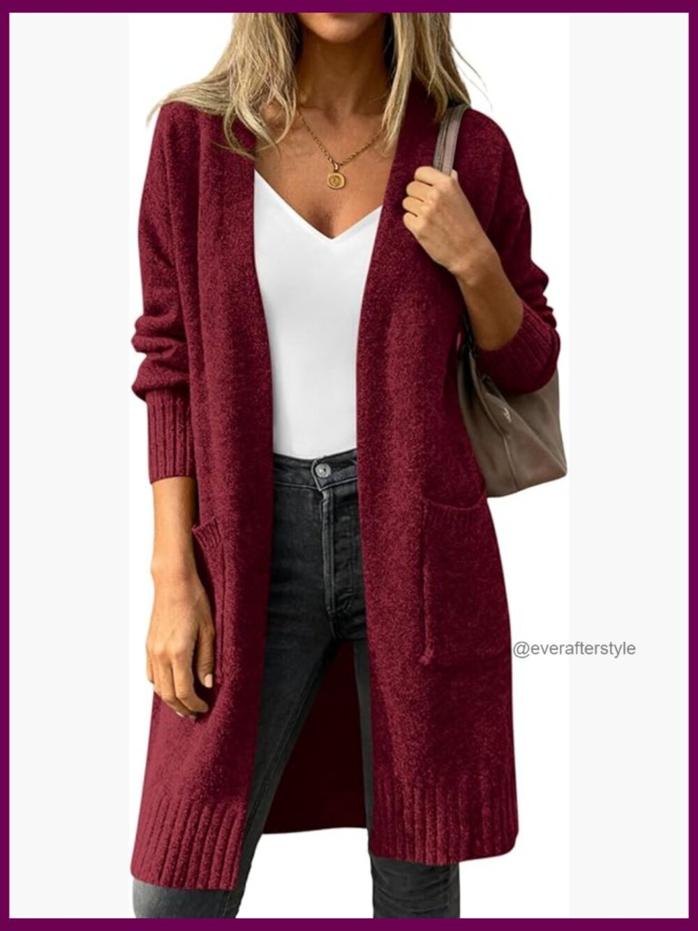 Oversized Long Cardigan Open Front Chunky Knit Cardigan with Pockets - Picture 1 of 7